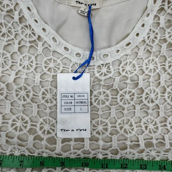 Tea n Rose Edwardian Inspired Elegant Lace and Crochet Maxi Dress in Cream,Large - Picture 8 of 17